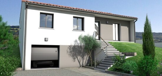Plan de maison Surface terrain 82 m2 - 5 pièces - 3  chambres -  avec garage 