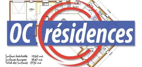 Plan de maison Surface terrain 116 m2 - 6 pièces - 4  chambres -  avec garage 